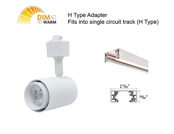 The LED track light dim to warm white model has H type adapter and can fit into single circuit H type track.