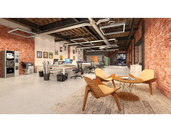 LED Linear Light - Square Rendering in an open office area