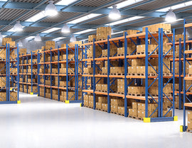 Warehouse with low bay light installed, which has LED corn bulb inside