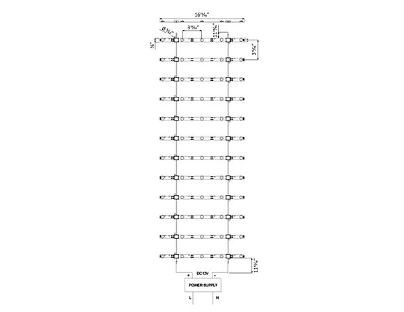 Dimensions of LED Ladder Light - 5 points (17" Width)