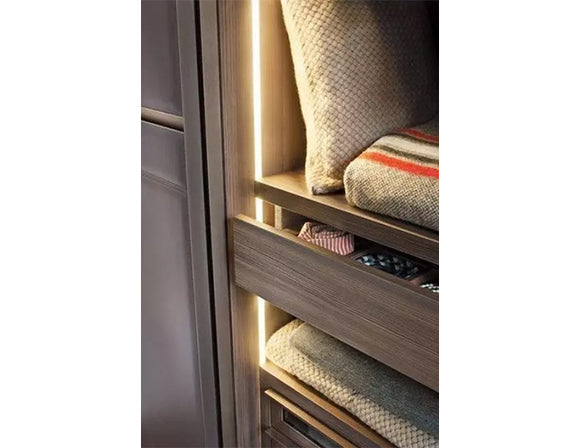 LED Strip Light - Single Color - Standard Bright - White ECO - Dry Location IP20 - 12V is installed in as closet lights to illuminate the closet space.