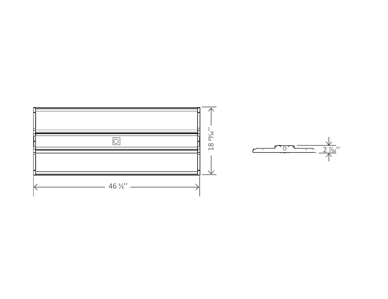 Dimensions of LED Linear High Bay Light 300W 4FT.