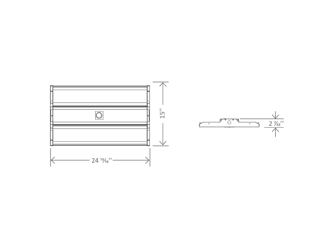 Dimensions of LED Linear High Bay Light 170W 2FT.