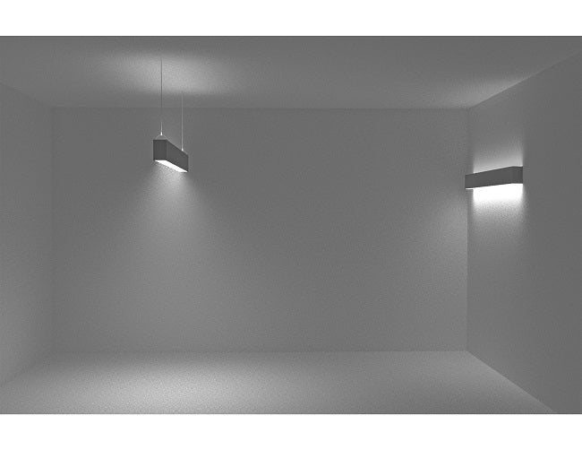 Two GL LED L11070 up and down linear light fixtures, one wall mounted and the other one suspended. 