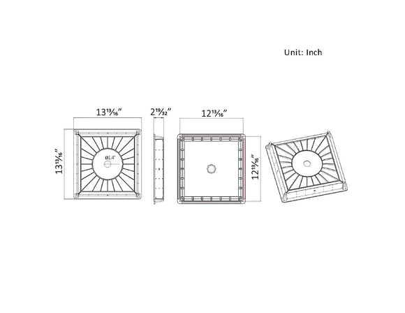 Dimensions of LED Parking Garage Canopy Light.