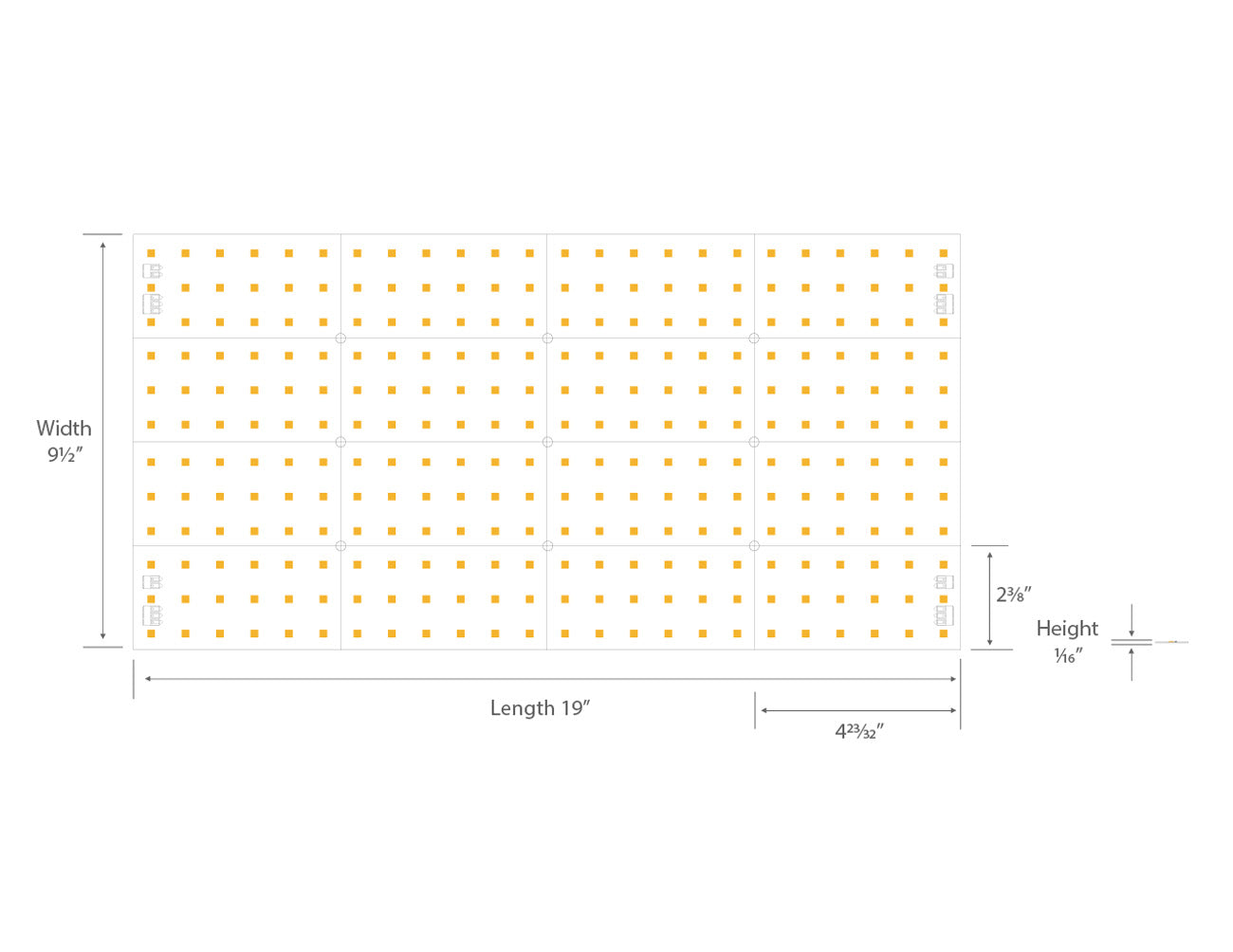 Dimensions of LED Pixels Light Sheet - Color Changing RGBW 4 in 1