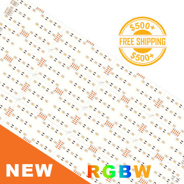 Front view of LED Pixels Light Sheet - Color Changing RGBW 4 in 1; a label of free shipping for orders over $500 is shown as well.