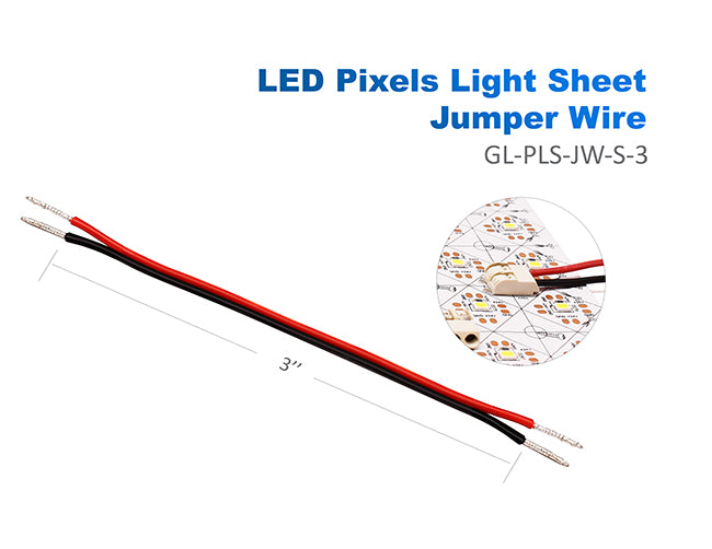 LED Pixels Light Sheet Accessories - Jumper Wire is 3" long, and it is used to connect LED pixels light sheets.