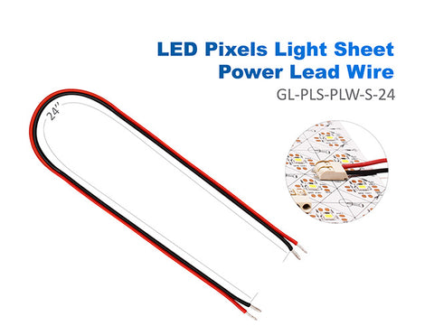 LED Pixels Light Sheet Accessories - Power Lead Wire is 24" long, and it is used to connect LED pixels light sheet and a power supply.