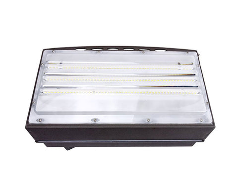 Front view of LED Semi-Cutoff Wall Pack Light 120W.