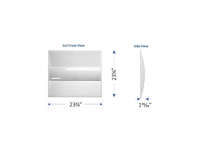 Dimensions of LED Troffer Light CCT Tunable 2ftx2ft.