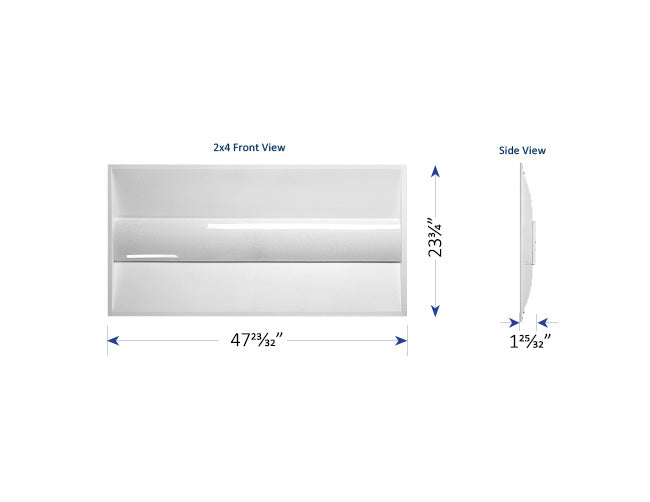 Dimensions of LED Troffer Light CCT Tunable 2ftx4ft.