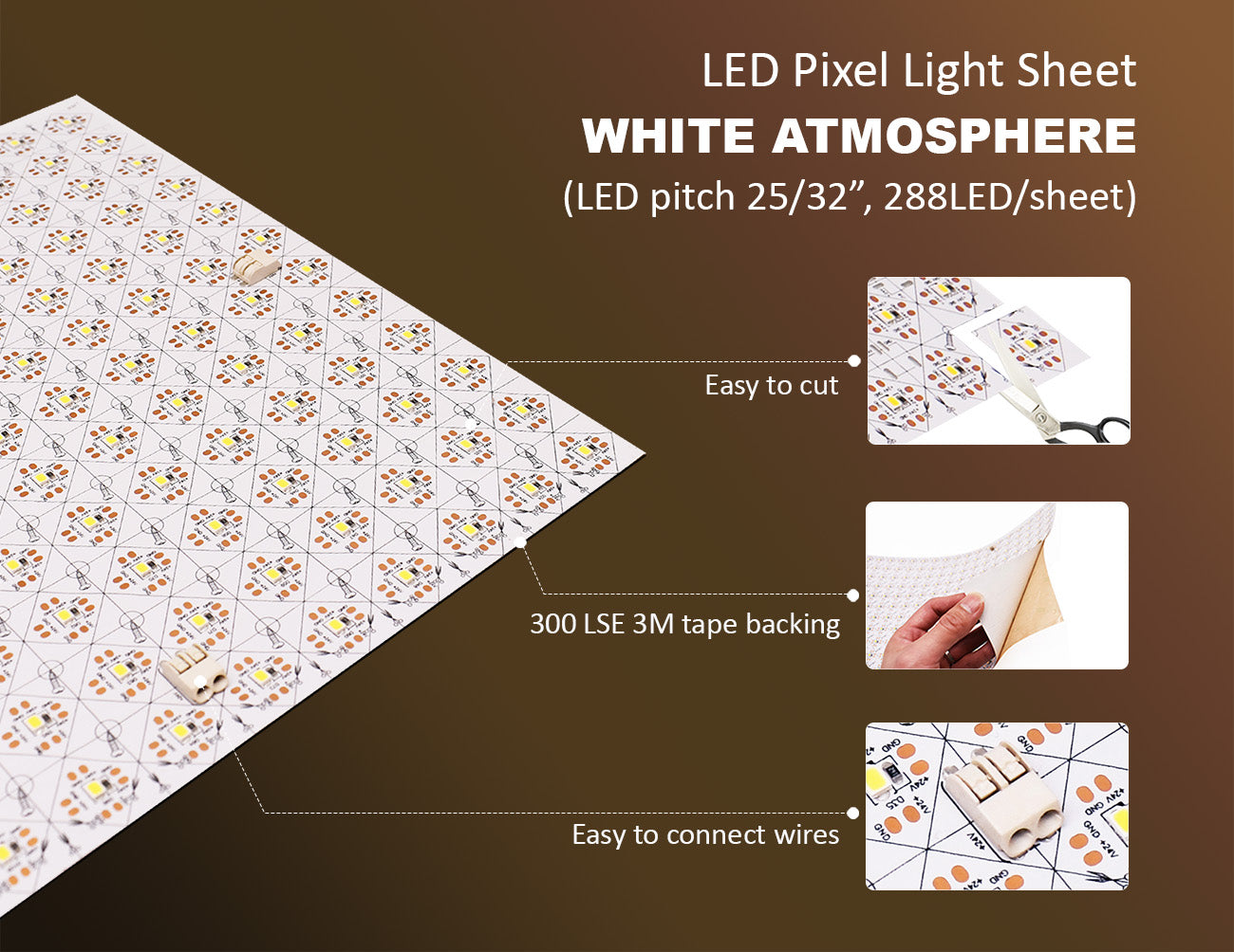 Features of LED Pixels Light Sheet - Single Color are highlighted