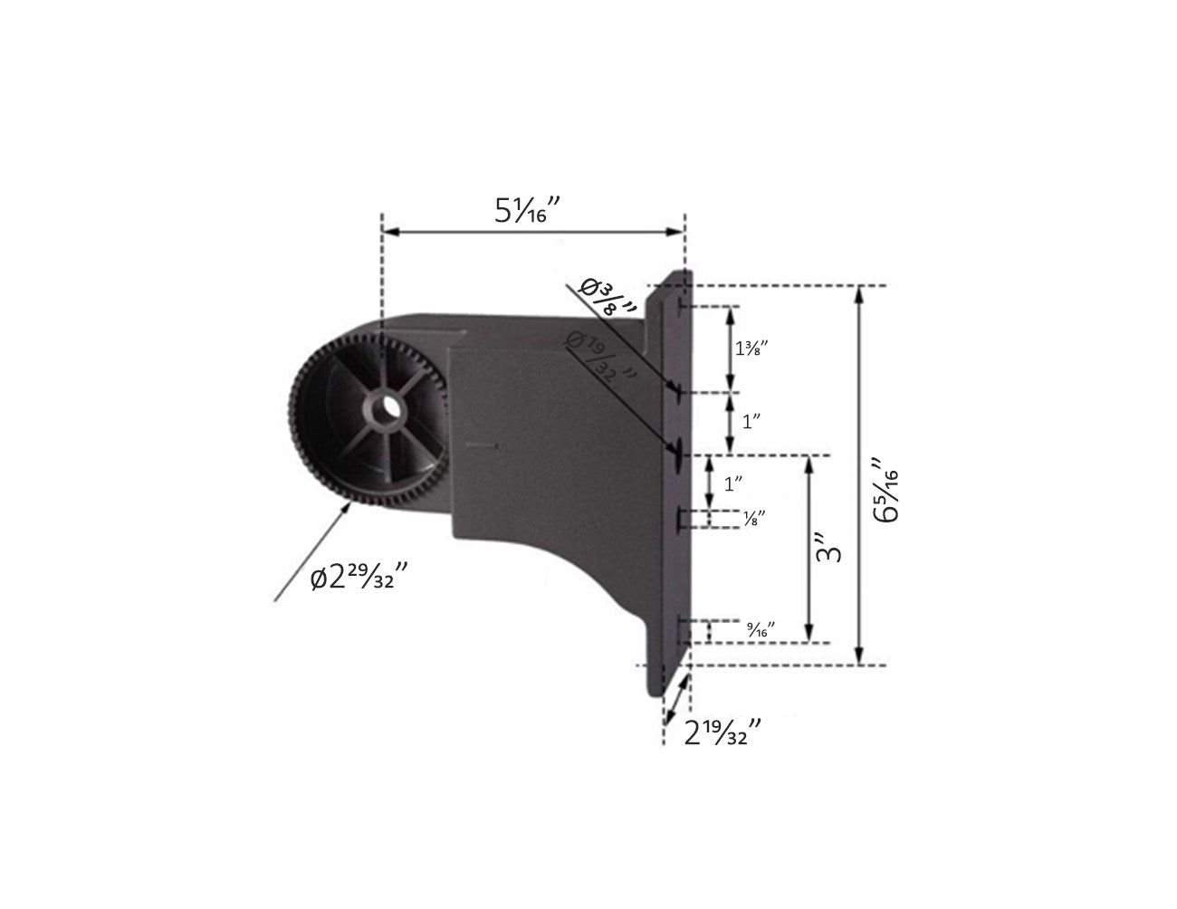 Dimensions of LED Shoebox Light Accessory - Arm Mount.