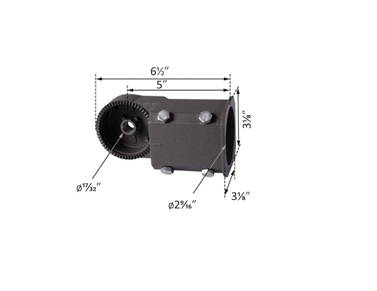 Dimensions of LED Shoebox Light Accessory - Slip Fitter.