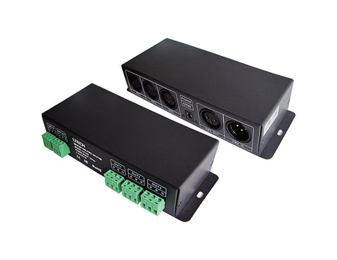 Black DMX splitter and signal amplifier