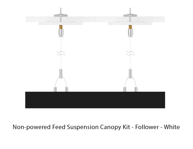 Black color LED linear light suspended with suspension cables going through a white canopy at both sides using toggle bolts