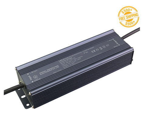 Top view of LED Dimmable Driver P-96W-24V; a label of free shipping for orders over $500 is shown as well.