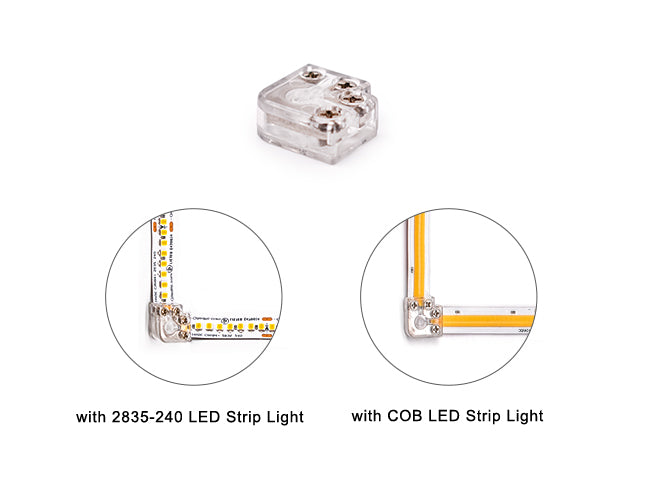 Strip to Strip L Shape Connector for Single Color LED Strip Light STA3-S2S-L