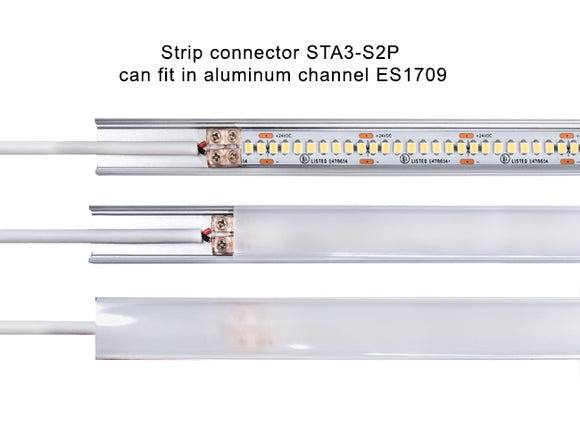 Strip to Power Connector for Single Color LED Strip Light 8/10mm STA3-S2P fits to LED aluminum channel ES-1709.