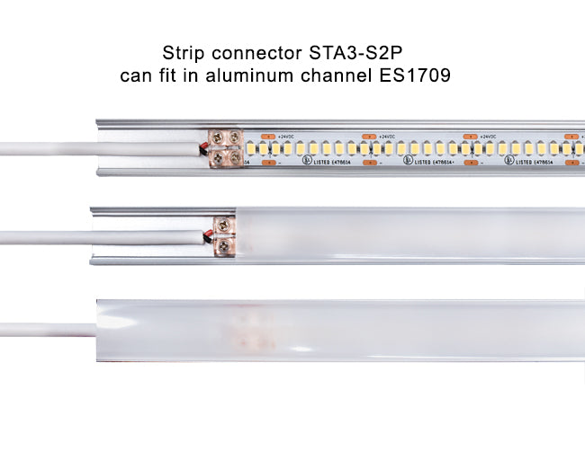 Strip to Power Connector for Single Color LED Strip Light 8/10mm STA3-S2P fits to LED aluminum channel ES-1709.