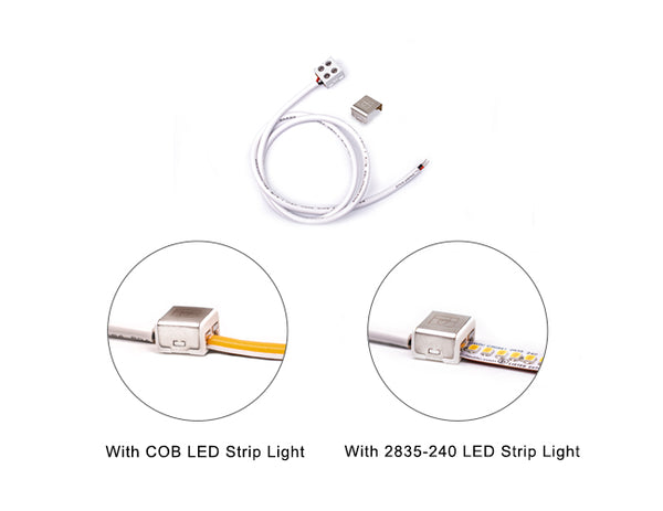 Strip to Power Connector for Single Color LED Strip Light 8/10mm STA1-S2P - 3