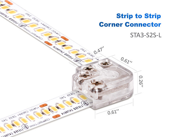 Strip to Strip L Shape Connector for Single Color LED Strip Light STA3-S2S-L - 2