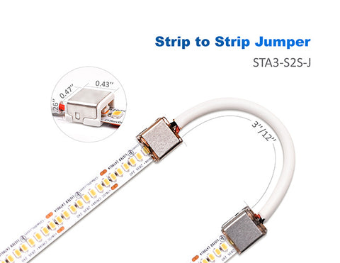 Dimensions of Strip to Strip Jumper for Single Color LED Strip Light STA3-S2S-J.