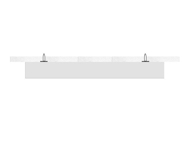 Side view of GL LED L8456 linear light fixture with surface mount kit installed.