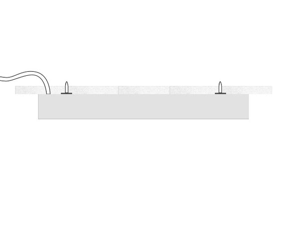 Side view of GL LED L8456 linear light fixture with surface mount kit installed.