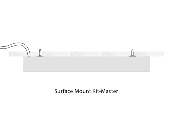 White color LED linear light surface mounted to a ceiling with screws