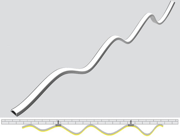 Render of an application for the YD 1806 aluminum channel in a surface mount design.