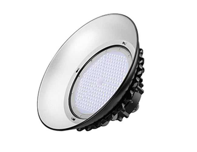 Bottom view of Aluminum Cover attached to an LED UFO High Bay Light.