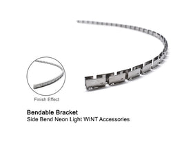 Example of installation for the WINT Side Bend neon bendable bracket.