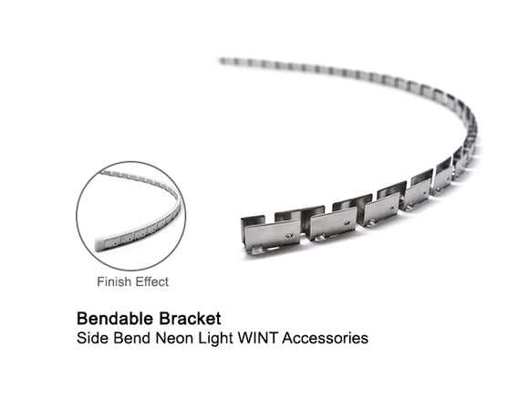 Example of installation for the WINT Side Bend neon bendable bracket.