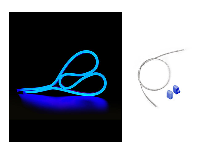 LED Side Bend Neon Light WINT - single color for Wet Location blue jacket 24V, with a rear power feed kit by the side.