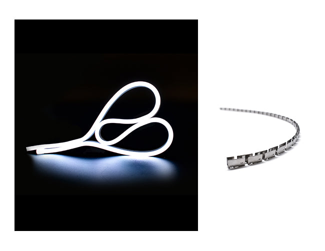 LED Side Bend Neon Light WINT - single color for Wet Location 6500K 24V, with a bendable bracket by the side.