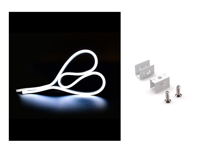 LED Side Bend Neon Light WINT - single color for Wet Location 6500K 24V, with mounting clips by the side.