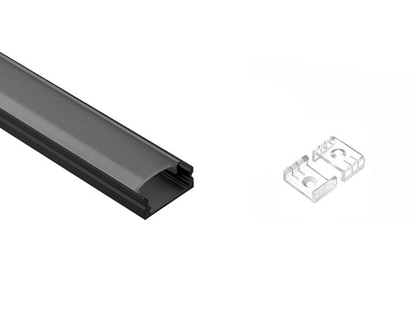 SLIM FLAT - YD 1205 Black Aluminum Channel + Black Diffuser - 24"/94" - 10