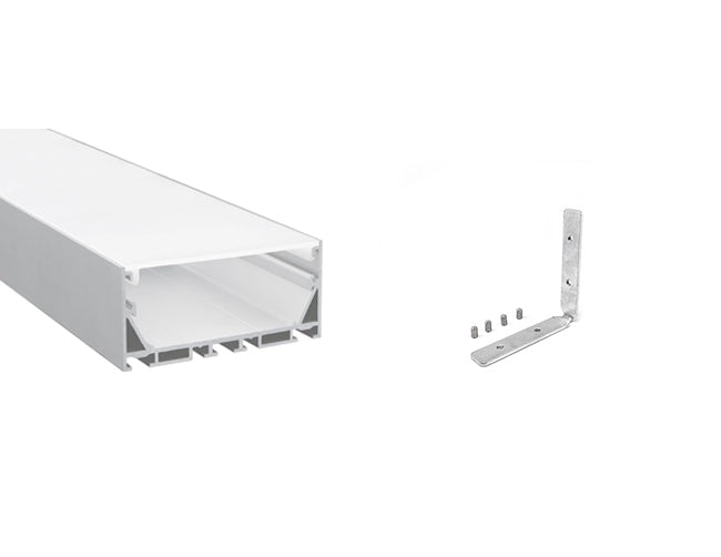 LED aluminum channel ES-7535 with a vertical L-shaped corner connector.