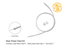 Red power feed kit includes a 2ft long lead wire, a rear power feed cap, and an end cap; a label of free shipping for orders over $500 is shown as well.