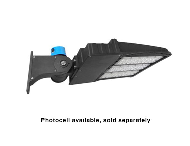 Side view of LED Shoebox Light 300W, with a photocell attached.