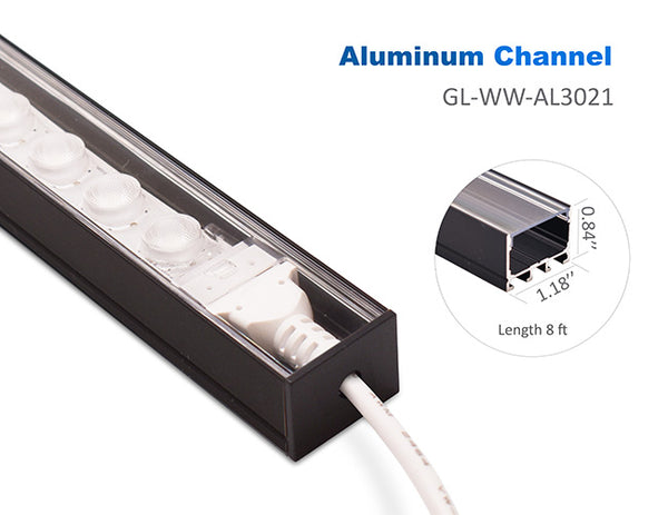 LED Wall Washer Strip Light Accessories - Aluminum Channel ES 3021 with Inner Clip - 2