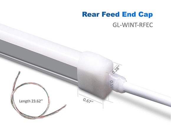 Dimensions of rear feed end cap.